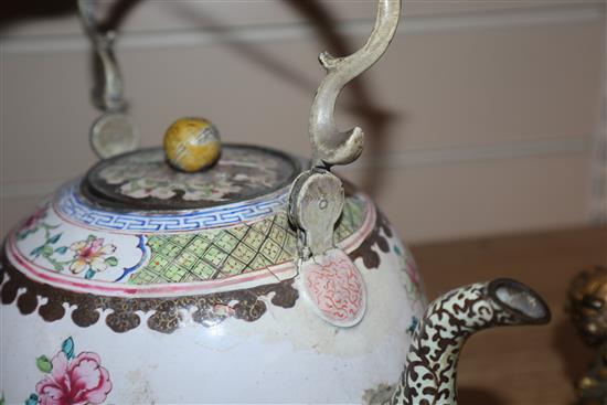 Two 18th century Canton enamel teapots